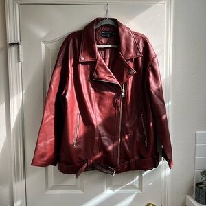Red Faux-Leather Jacket